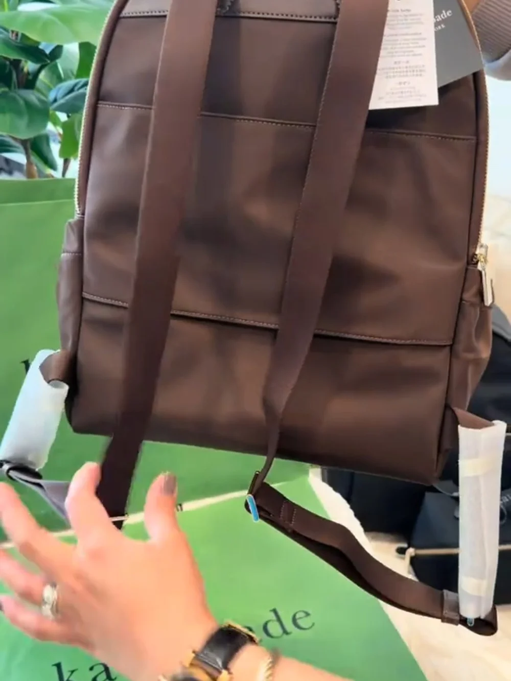Kate Spade New York Carter Nylon Medium Dome Backpack in Hot Fudge
